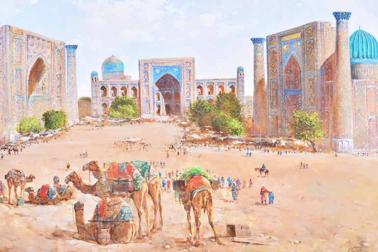 صور من التاريخ الإسلامي - تراث Samarkand city oil painting